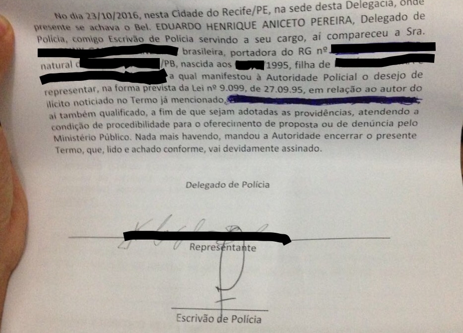 Estudante registrou caso de assédio na Delegacia de Boa Vista