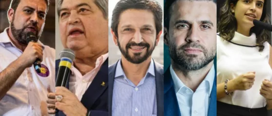 Na ordem: Guilherme Boulos, José Luiz Datena, Ricardo Nunes, Pablo Marçal e Tabata Amaral | Foto: divulgação