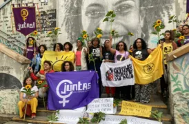 Ato em São Paulo presta solidariedade à família de Marielle Franco no primeiro dia de júri | Foto: Catarina Duarte/Ponte Jornalismo