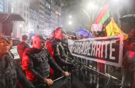 Protesto pede o fim da violência policial e a saída do secretário da segurança pública Guilherme Derrite | Foto: Daniel Arroyo/Ponte Jornalismo